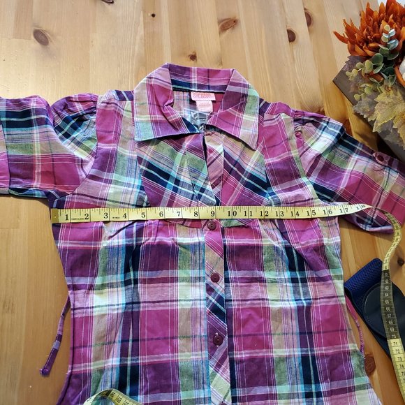 She's Cool - Women's Plaid Graphic Button-Down Shirt Dress with Detachable Belt - Picture 6 of 9